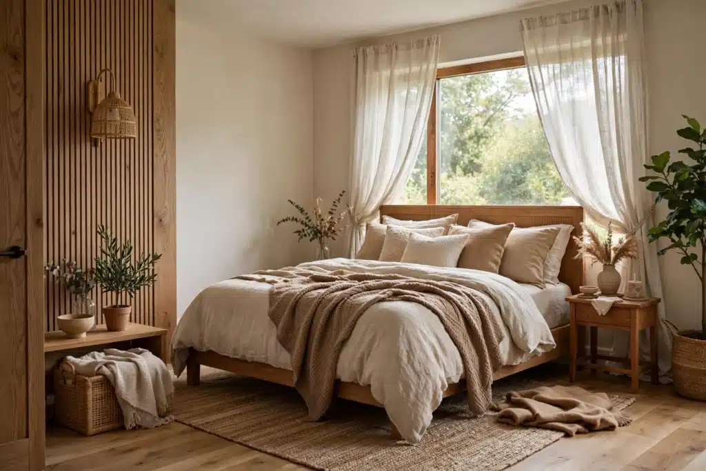 Small bedroom styled with ideas that make tiny spaces feel big