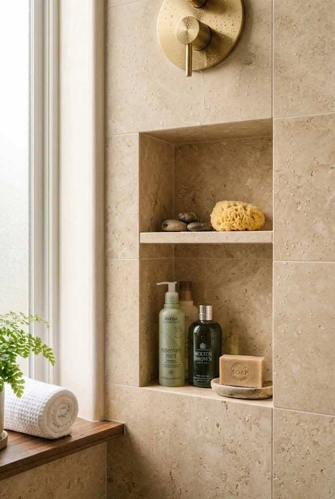 Corner Shower Ideas 7 Corner Shower with Recessed Niche Storage 1