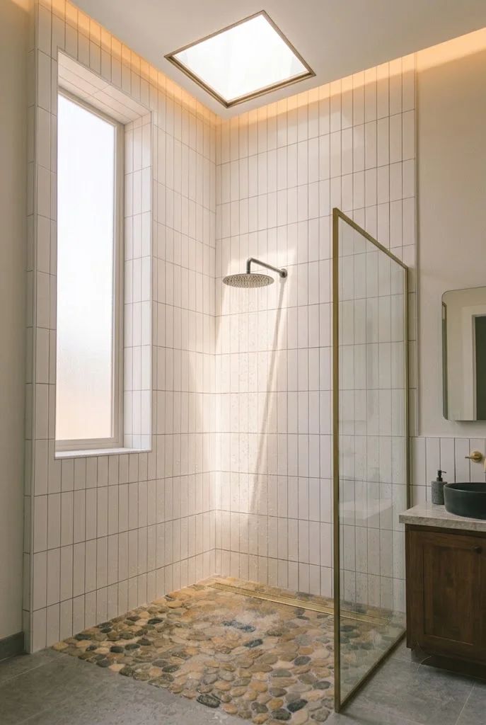 Corner Shower Ideas 15 Corner Shower with a Skylight or High Window 1