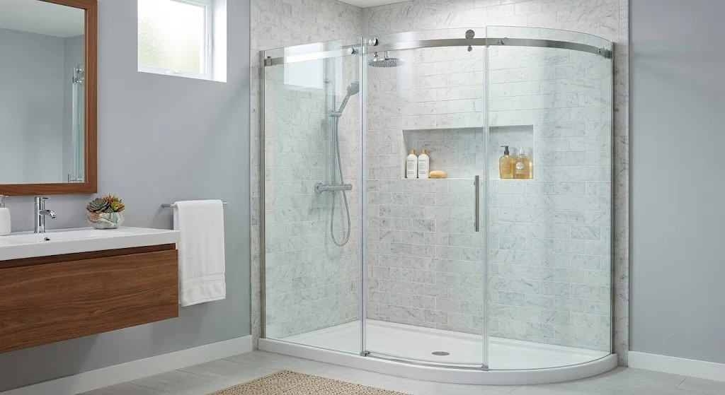 Corner Shower Ideas 5 Curved Glass Corner Shower 1