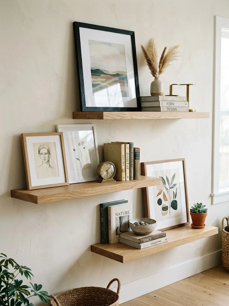20 Beautiful Wall Decor Living Room Ideas 5 Floating Shelf Display Wall