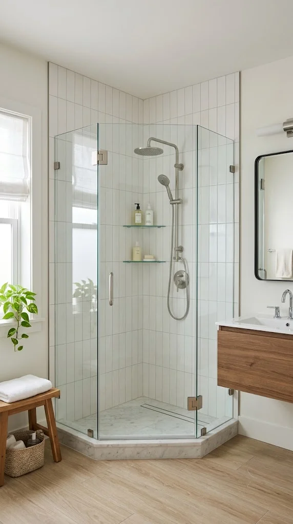 Corner Shower Ideas 2 Neo Angle Glass Enclosure