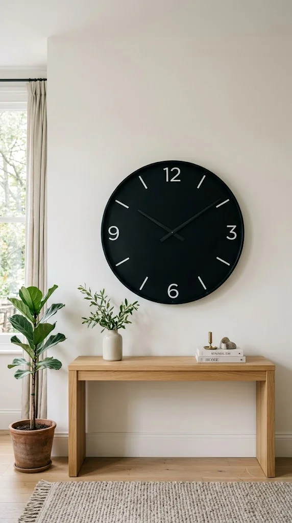 20 Beautiful Wall Decor Living Room Ideas 10 Oversized Clock as Focal Point