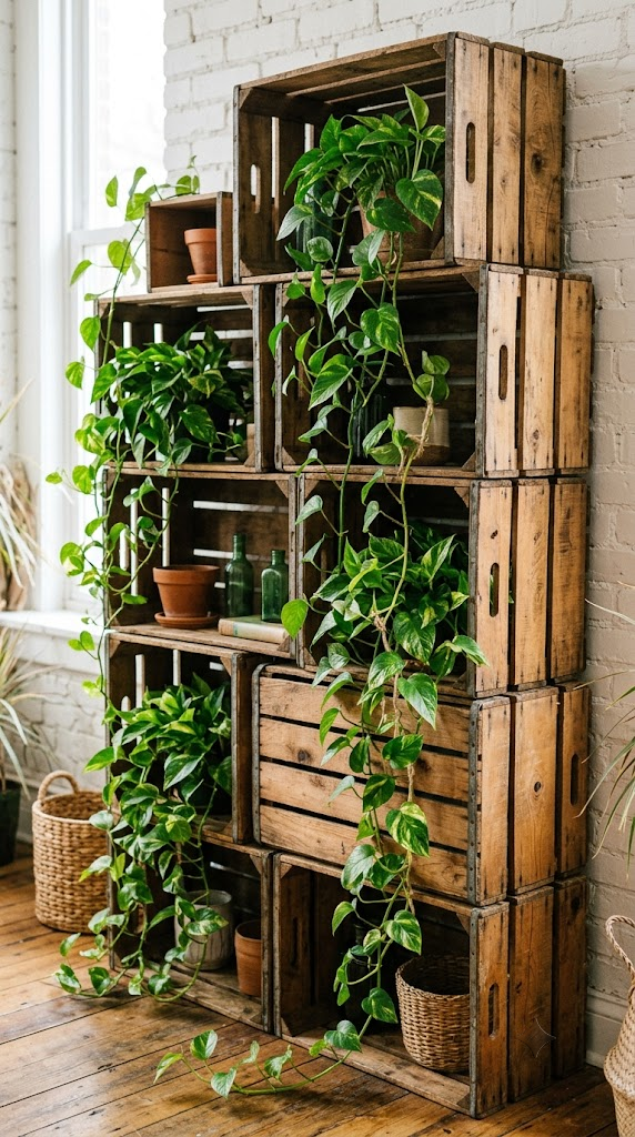 Rustic Wooden Crate Stand