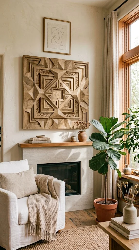 20 Beautiful Wall Decor Living Room Ideas 15 Sculptural Wood Wall Art