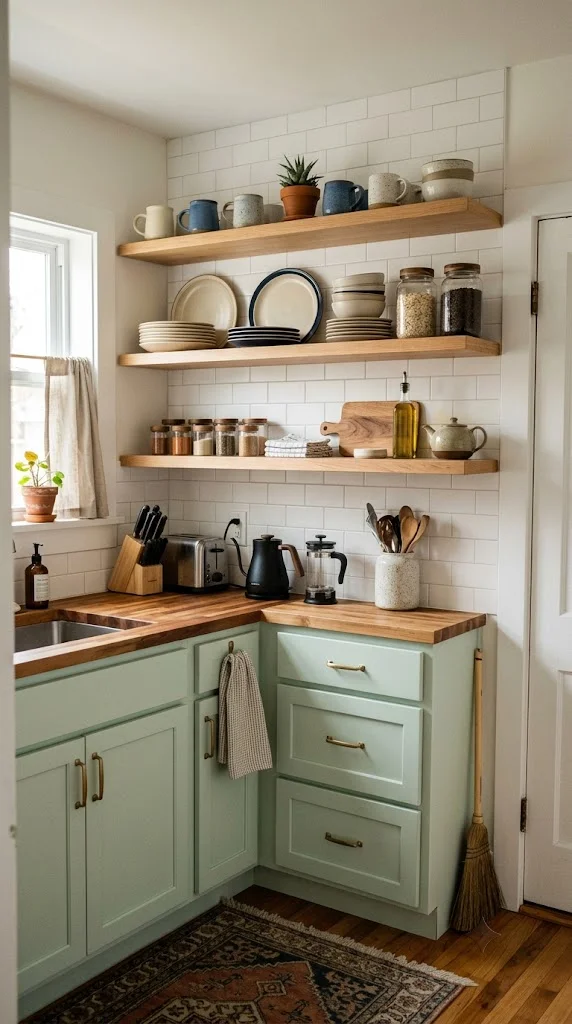Choose Open Shelving When Cabinet Space Runs Out