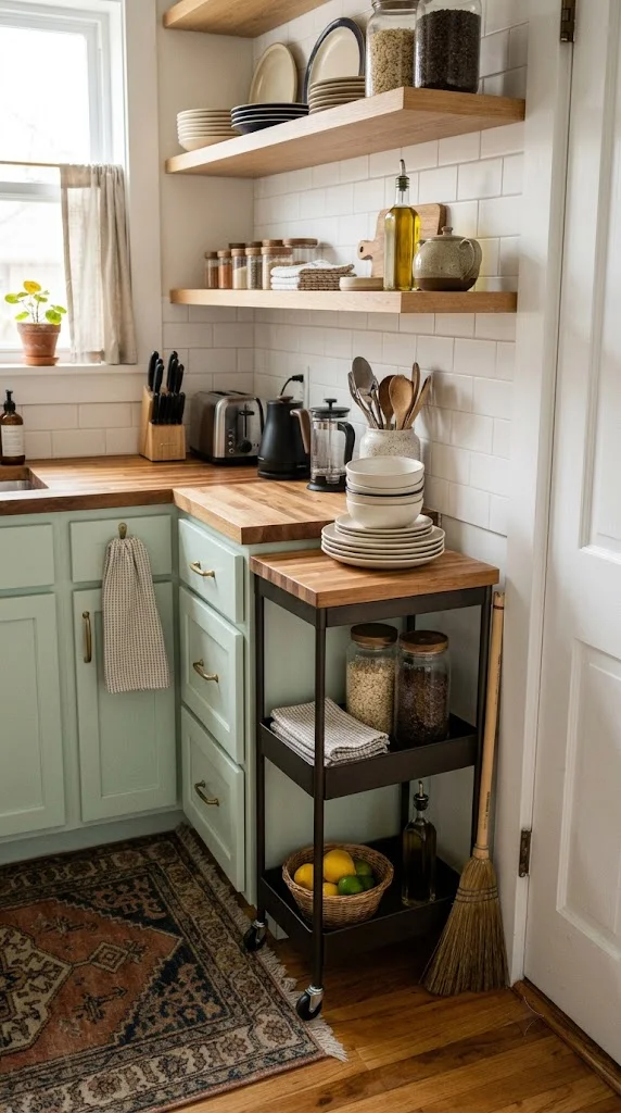 Use a Rolling Cart as Flexible Extra Counter Space