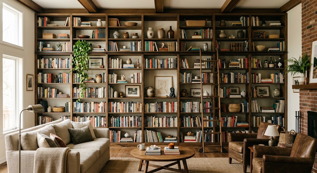 Full Wall Floor to Ceiling Shelving