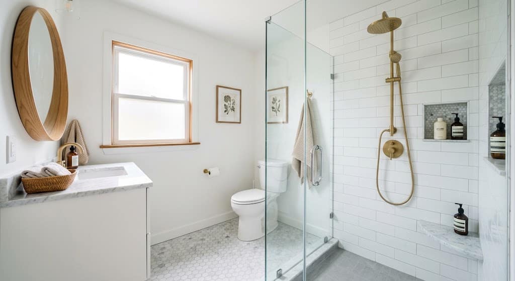 Glass Shower Enclosure Instead of a Curtain