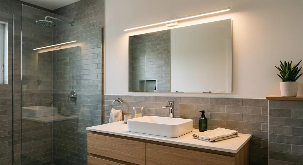 LED Strip Lighting Above the Mirror