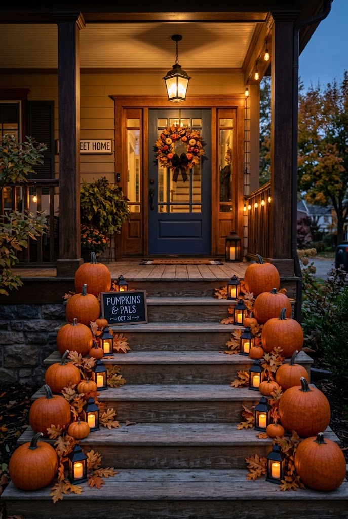Layered Porch Steps Display