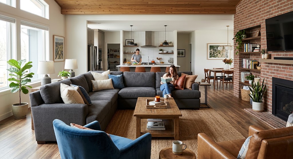 Living Zone With a Large Sofa