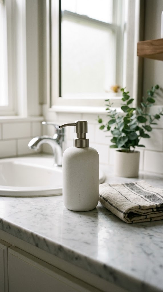 Minimalist Soap Dispenser and Hand Towel Styling