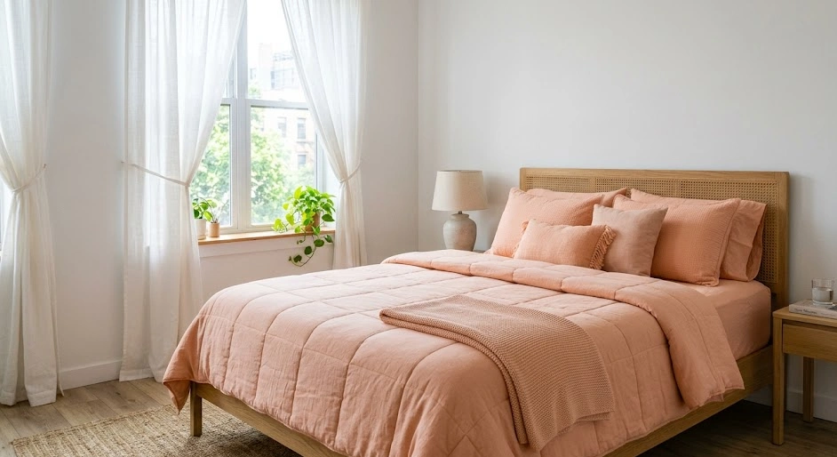 Peach Bedding