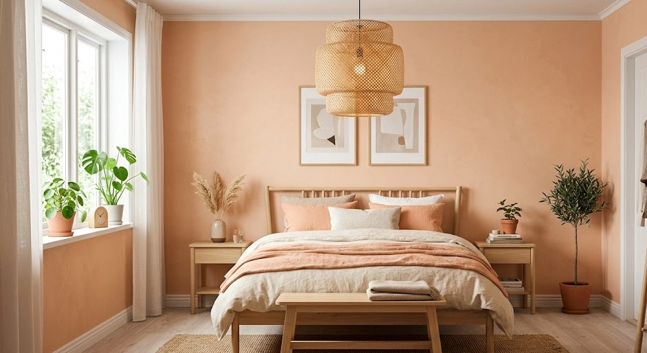 Peach and Natural Wood