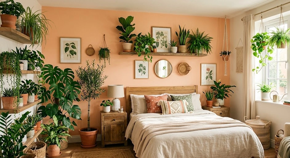 Peach with Lots of Plants