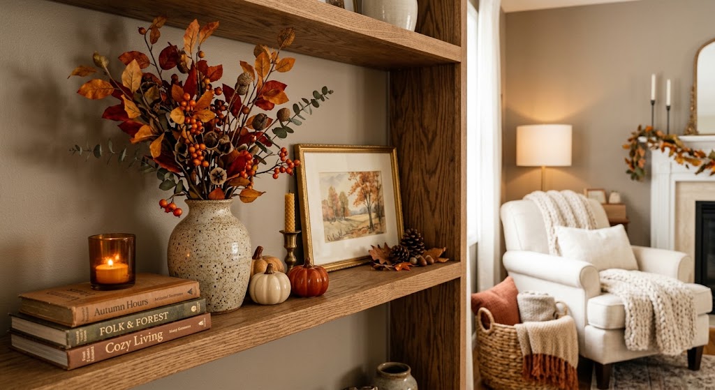 Shelves Styled Seasonally