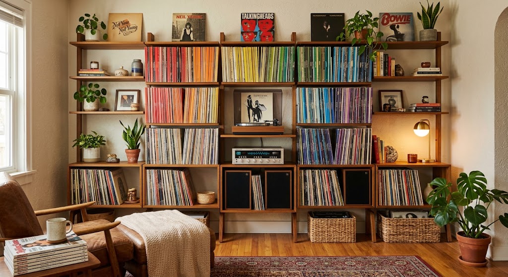 Shelves Styled for a Media or Record Collection 1