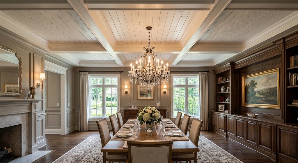 Shiplap Coffered Ceiling
