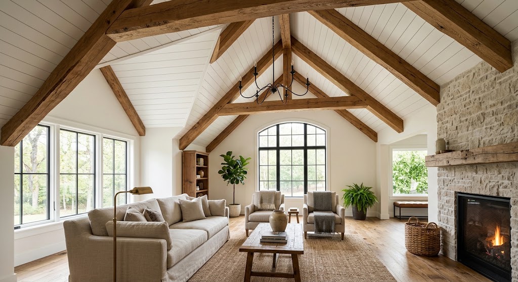 Shiplap With Exposed Beams