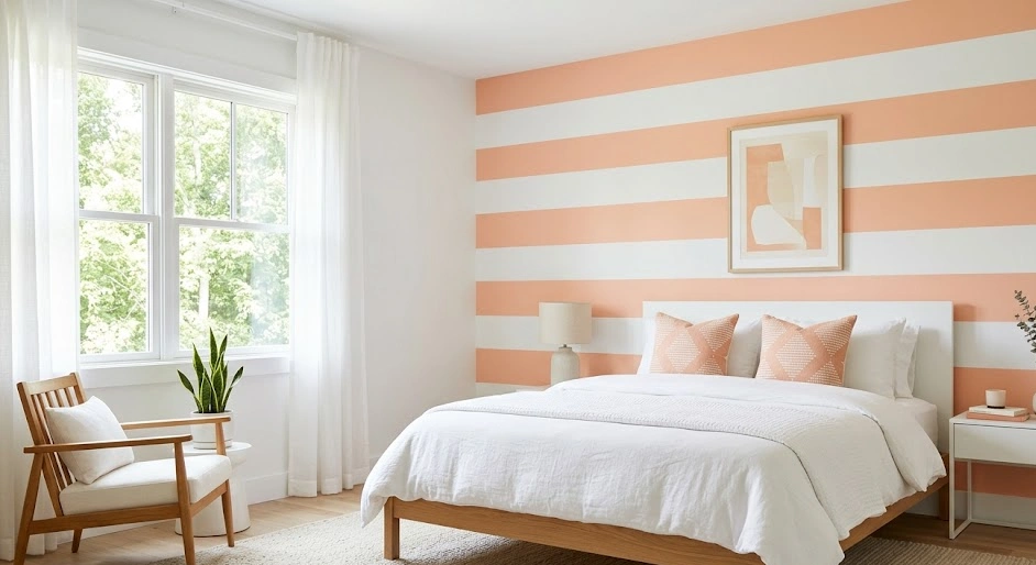 Simple Peach and White Stripes