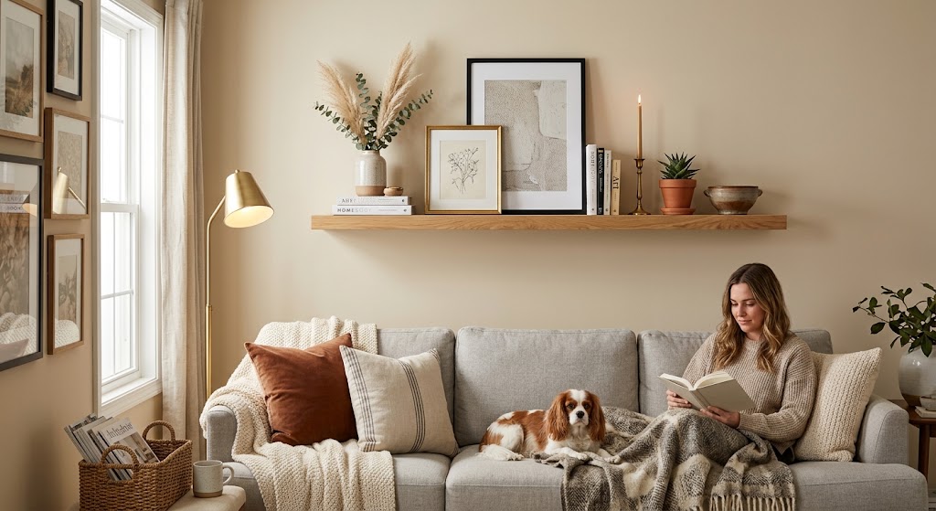 Single Floating Shelf as a Sofa 1