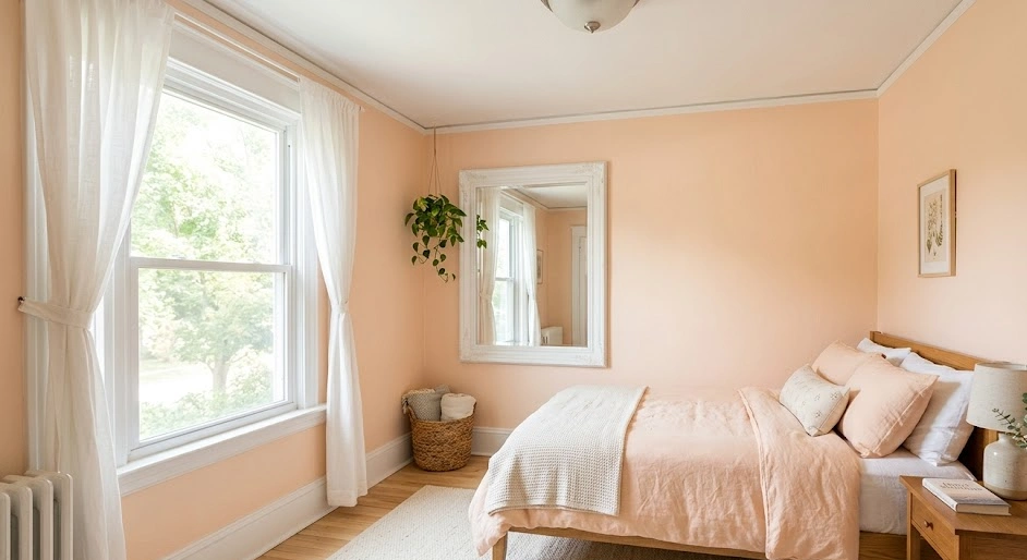 Soft Peach for a Small Bedroom