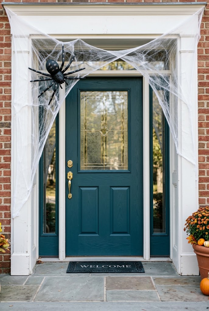 15 Easy Halloween Entryway Decor Ideas That Impress Guests Instantly 4 Spiderweb Door Frame