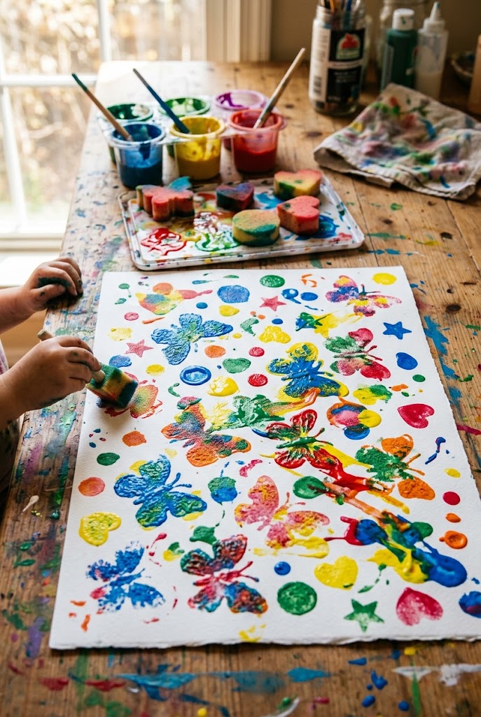 Sponge Painted Butterfly Garden