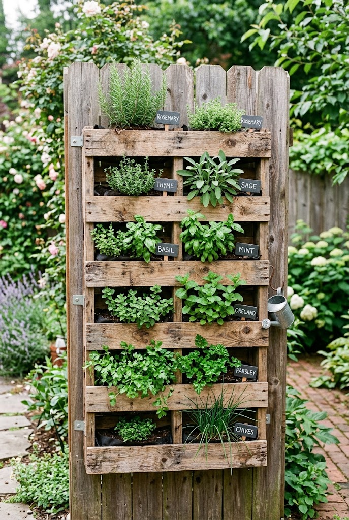 Vertical Pallet Herb Garden