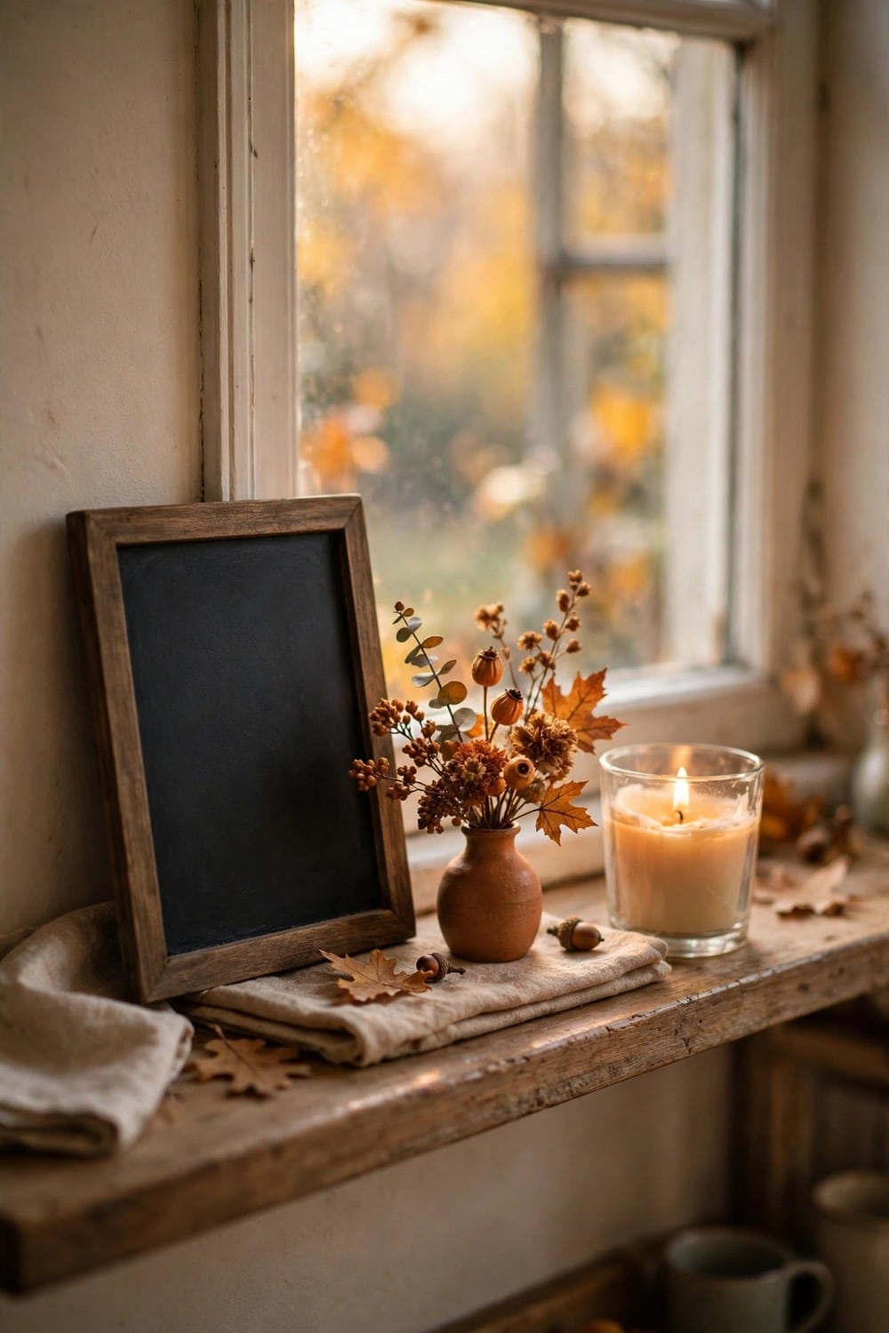 Gratitude corner by a kitchen window