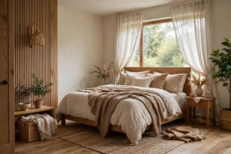 Small bedroom styled with ideas that make tiny spaces feel big
