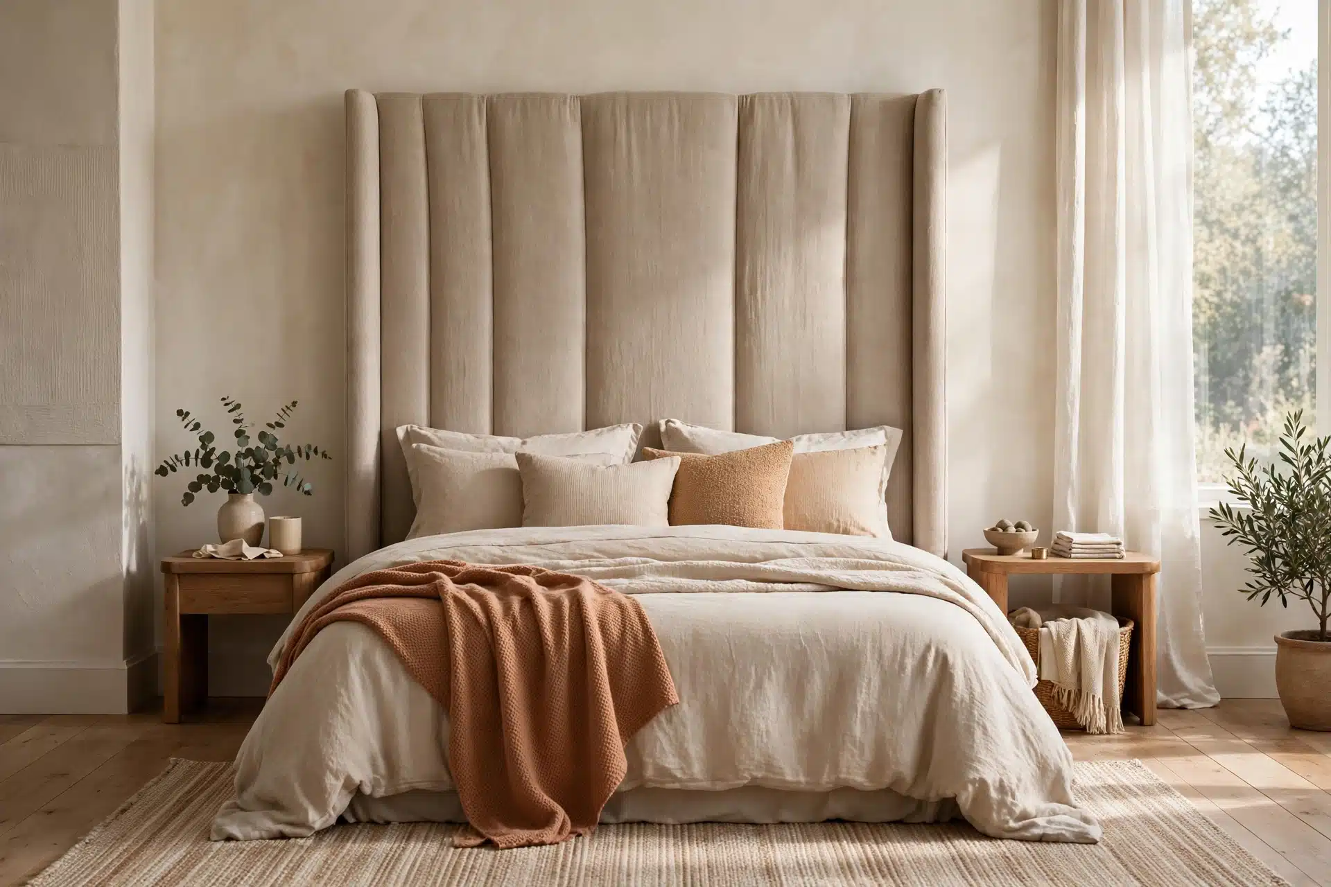 12 Small Bedroom Ideas That Make Tiny Spaces Feel Big 8 Upholstered headboard with presence in a styled bedroom